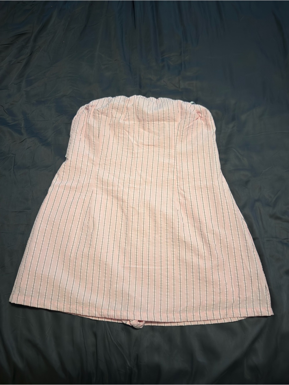 Oh Polly Pink Striped Strapless Mini Skirt